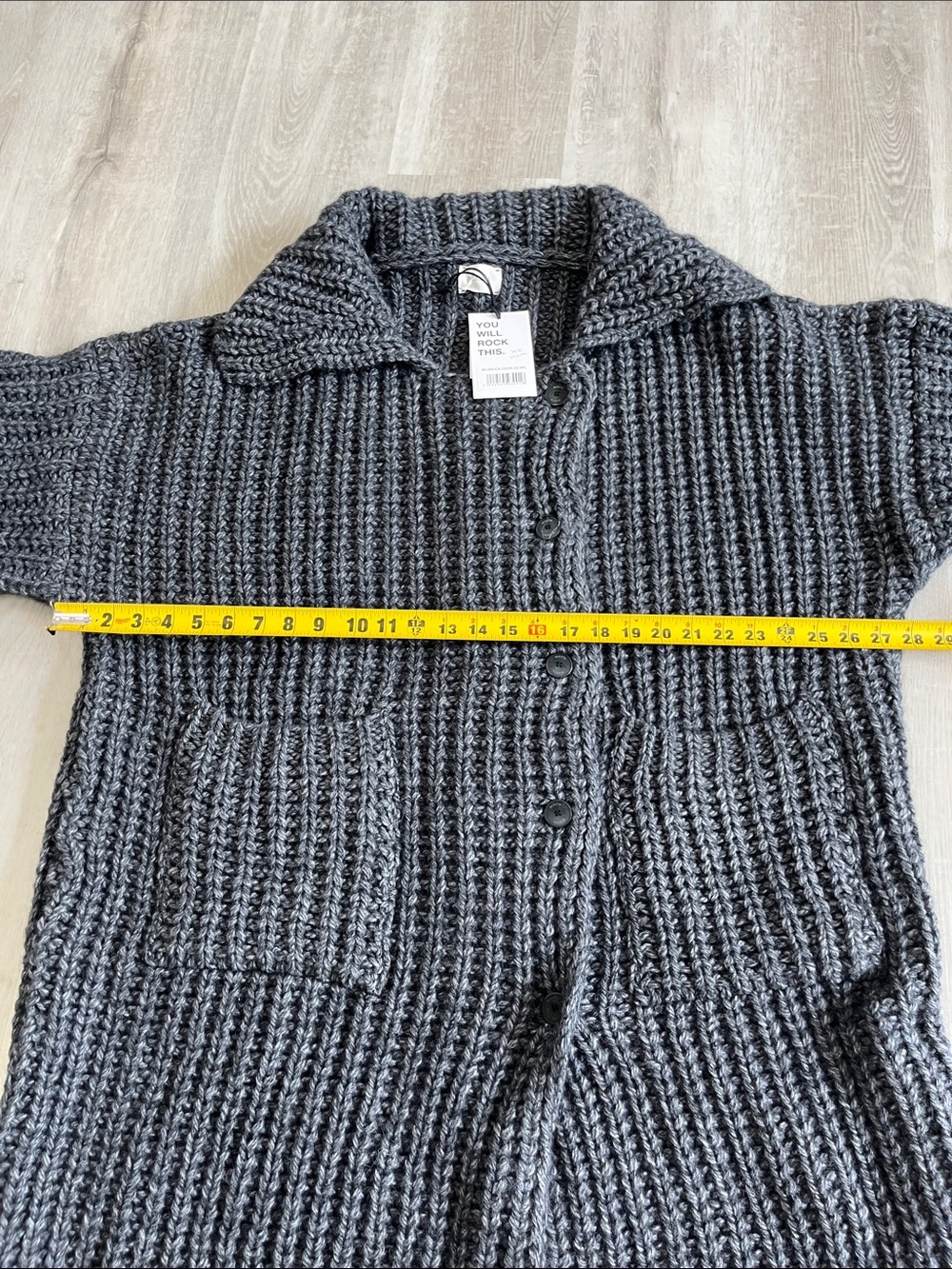 MIKUTA Dark Grey Long Knit Cardigan Alpaca Wool Oversized M/L NWT Made Portugal - Picture 7 of 14